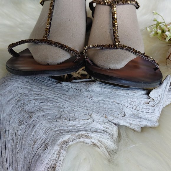 Matisse Ankle Strap Flat Sandal Shinny Beads (9 US) - Picture 7 of 14